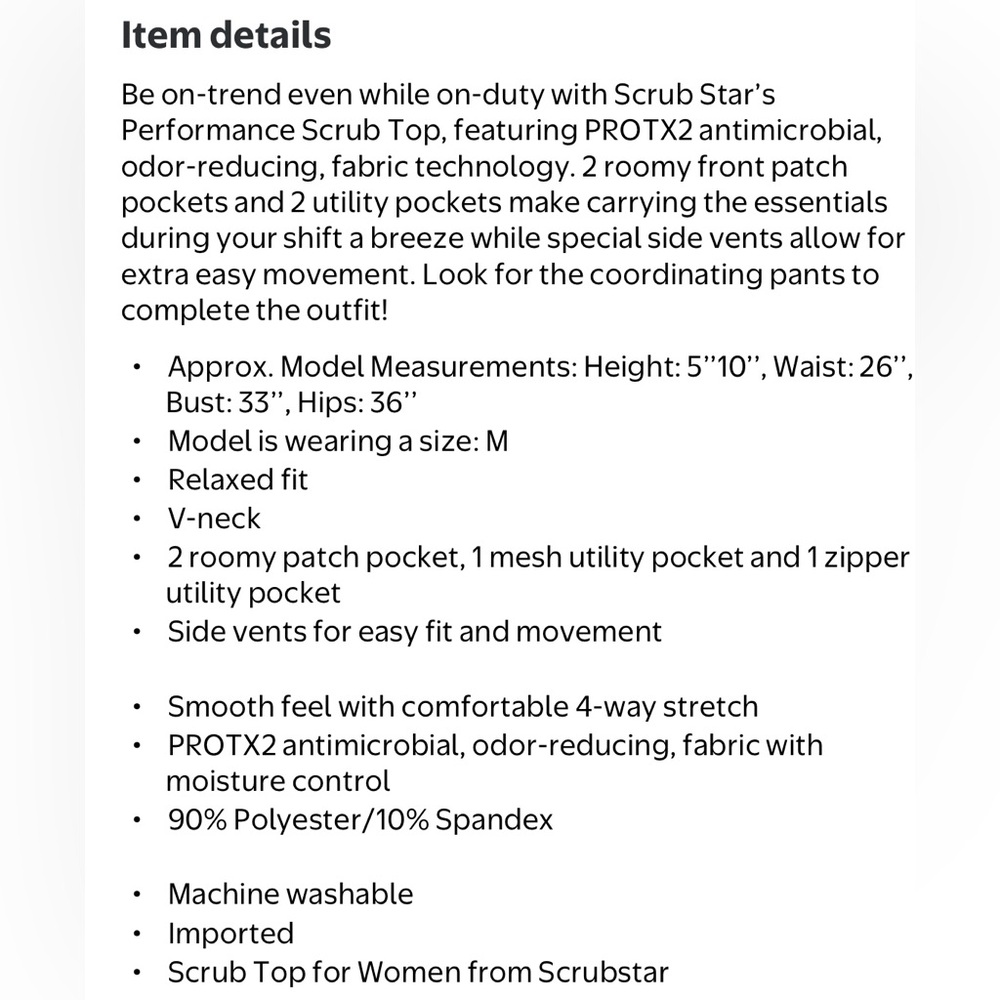 NWT Scrubstar Performance Scrub Top Womens Large Pewter Gray V-Neck Stretch - Picture 4 of 10